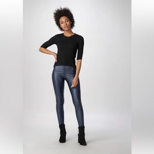 DANIELA CORTE BLUE METALLIC WAXED JEANS SIZE 42